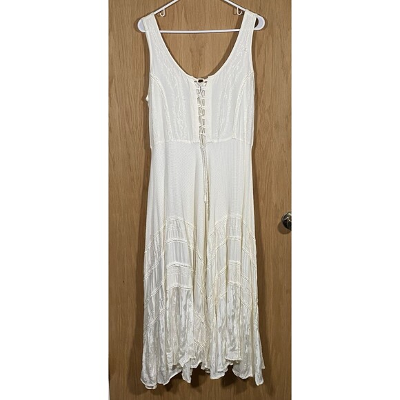 Women's Plus Sz Cream White Maxi Dress Coquette Boho Ethereal FairyCore Angel - Picture 1 of 11